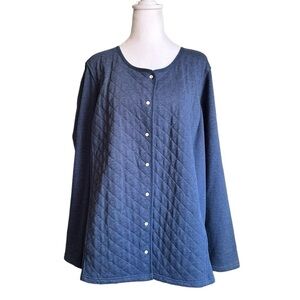 Laura Scott Womens Cardigan Blue Snap Closure Long Sleeve Snap Closure Size 2X